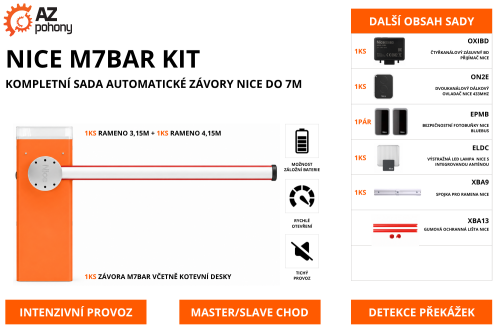 NICE M7BAR KIT – kompletní sada automatické závory Nice do 7m